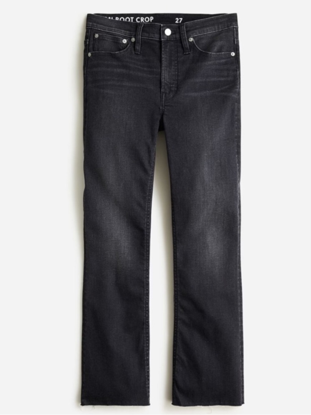 J Crew 9" Demi Boot Cut Jeans Sz 30 w MEASUREMENTS Frayed Hems, Hi Waist